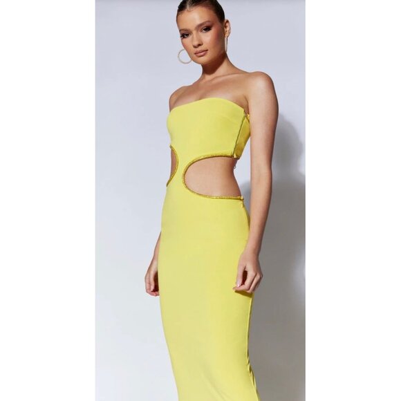 NWT Meshki Yellow Cut Out Dress - Picture 5 of 11